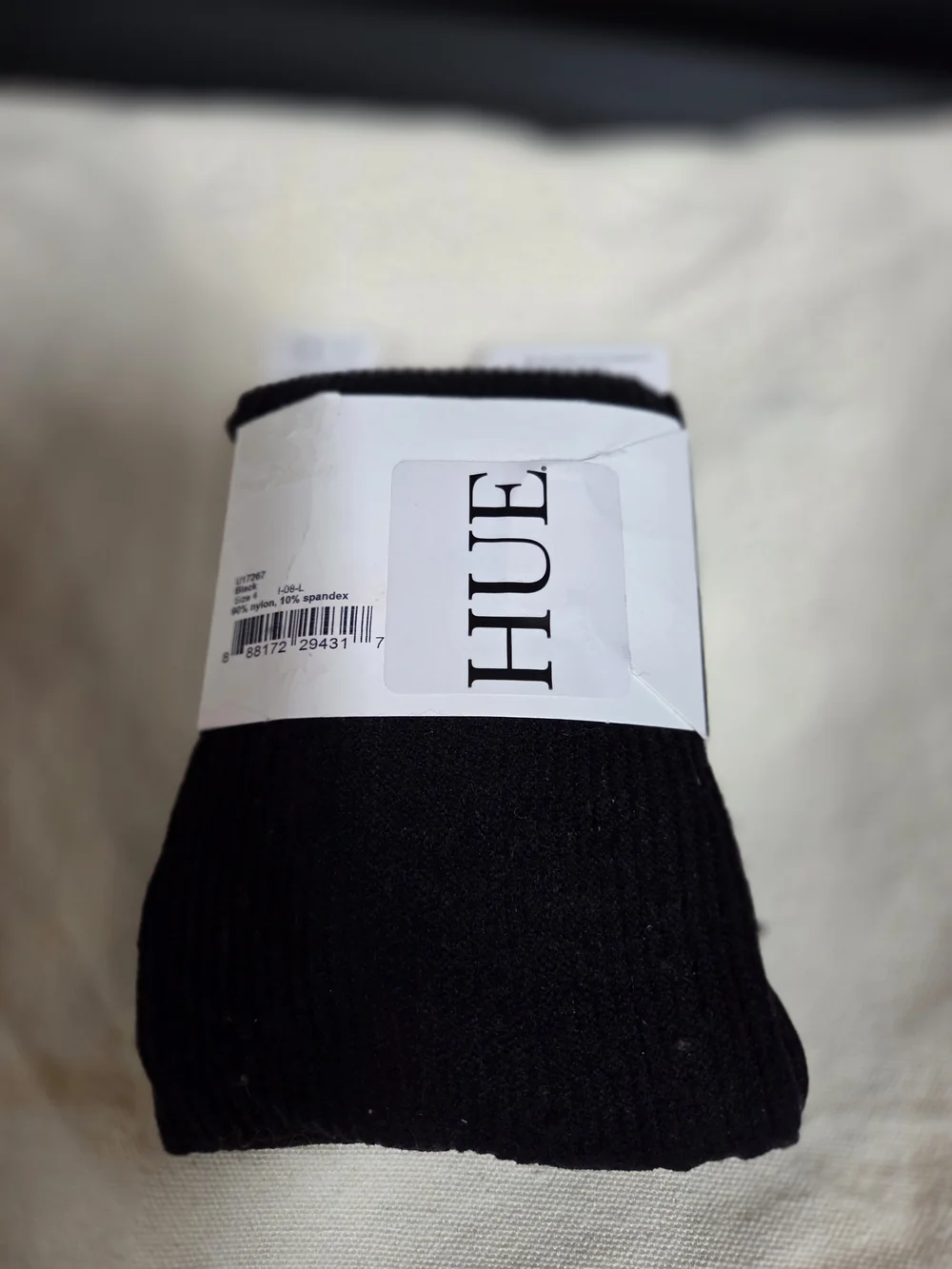 HUE Black Ribbed Control-Top Tights